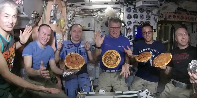 Pizza night on the International Space Station