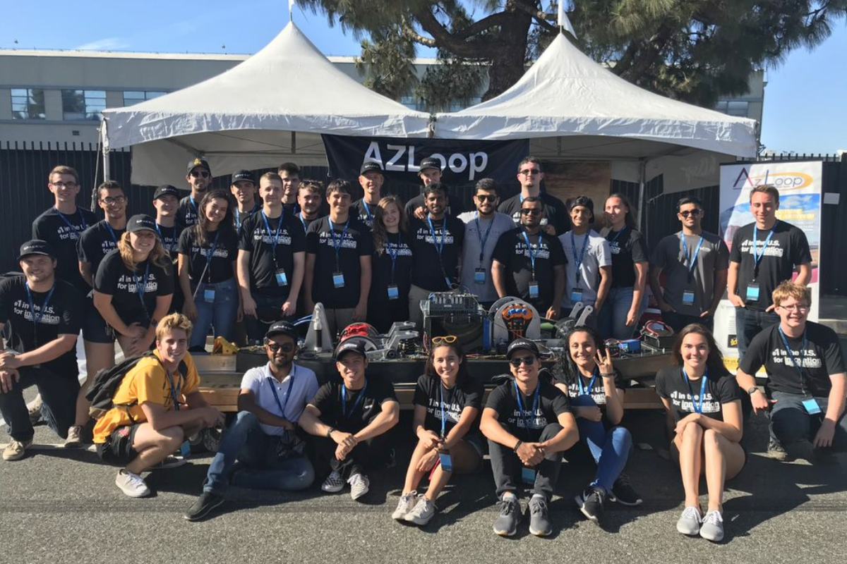 The AZ Hyperloop Team, combining the efforts of Embry-Riddle Aeronautical University's Prescott campus and Arizona State University, in Hawthorne, Calif. for SpaceX's Hyperloop Competition Testing Week