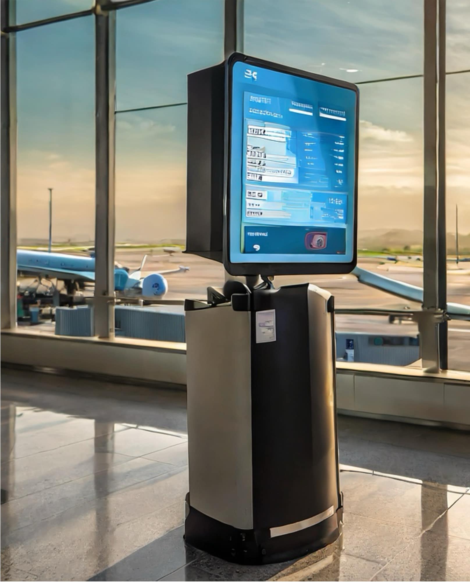 An illustration depicts what an A.I.I.C.E. kiosk could look like at Changi Airport.