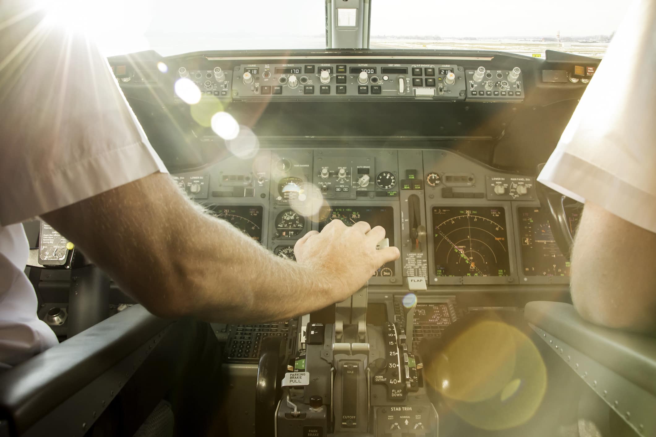 a pilot in a cockpit