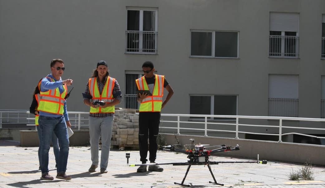 Kevin Adkins, Peter Wambolt and Jonathan Williams study the urban atmospheric boundary layer using UAS