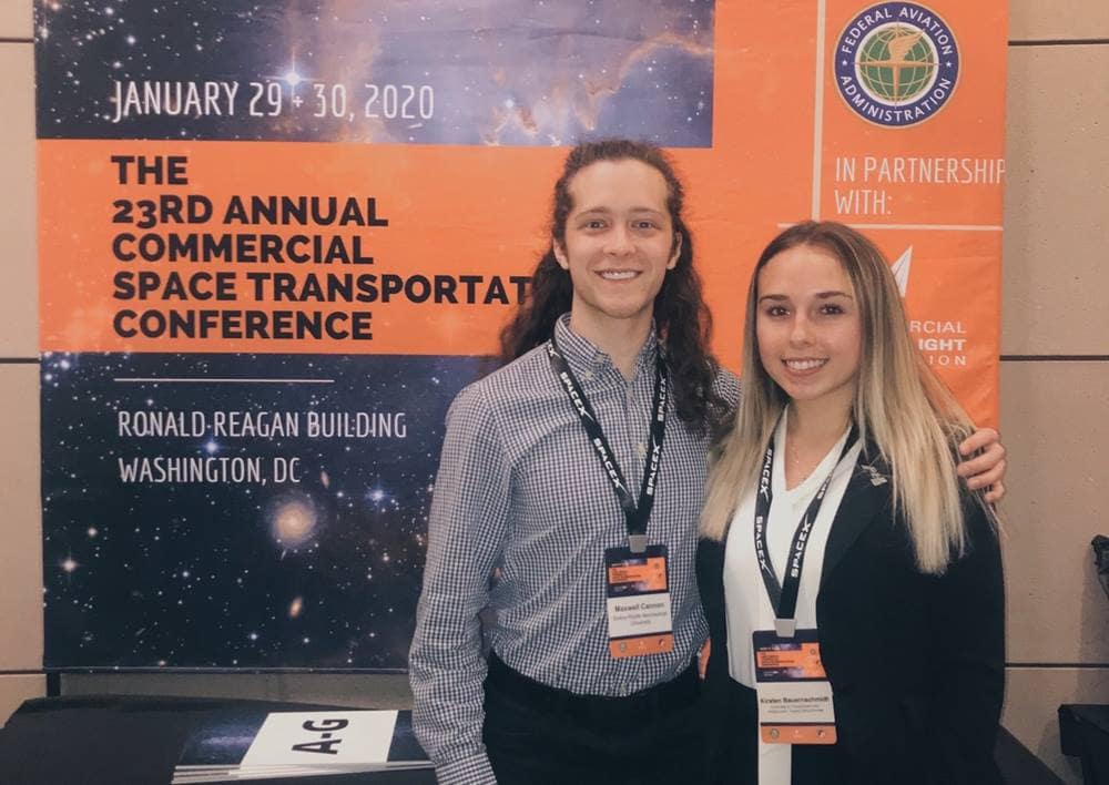 Fellow Eagle Max Cannon attended the 23rd-annual Commercial Space Transport Conference with Spaceflight Operations junior Kirsten Bauernschmidt, during her internship in Washington, D.C.