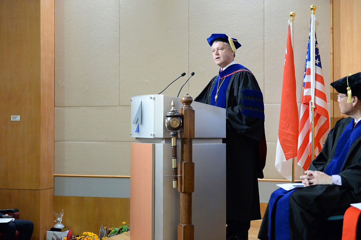 Watret Giving a Speech at Asia Graduation