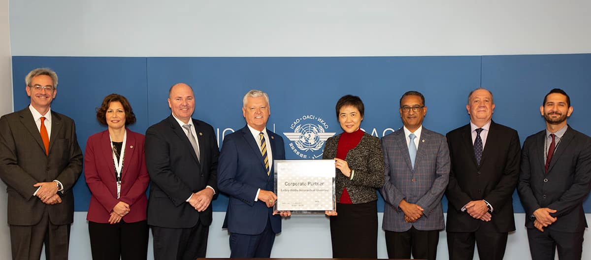 members of embry-riddle and ICAO pose together