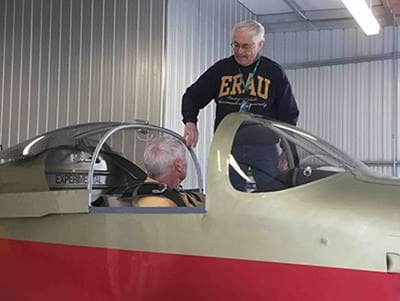 Steve Walter and ERAU alum Tom Paradis with Tom's homebuilt plane sml