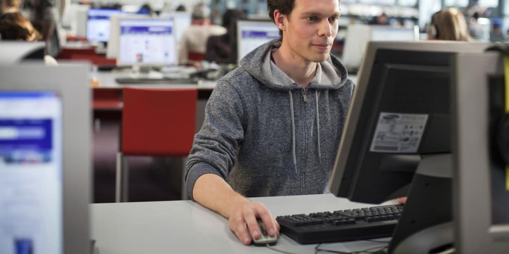 Student at a computer