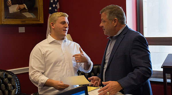 Avery Katz, left, meets with Congressman Bill Schuster. 