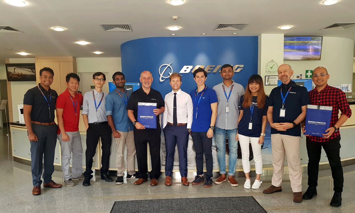 A group of Embry-Riddle Asia students visit the Boeing plant.