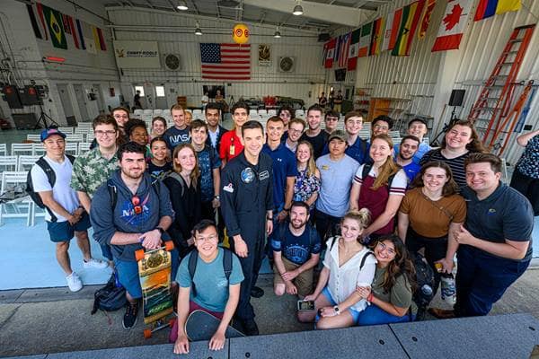 Embry-Riddle students with Polaris Program Commander Jared Isaacman 