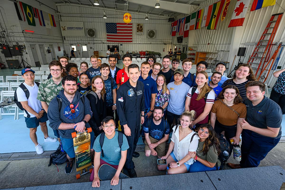 Embry-Riddle students with Polaris Program Commander Jared Isaacman