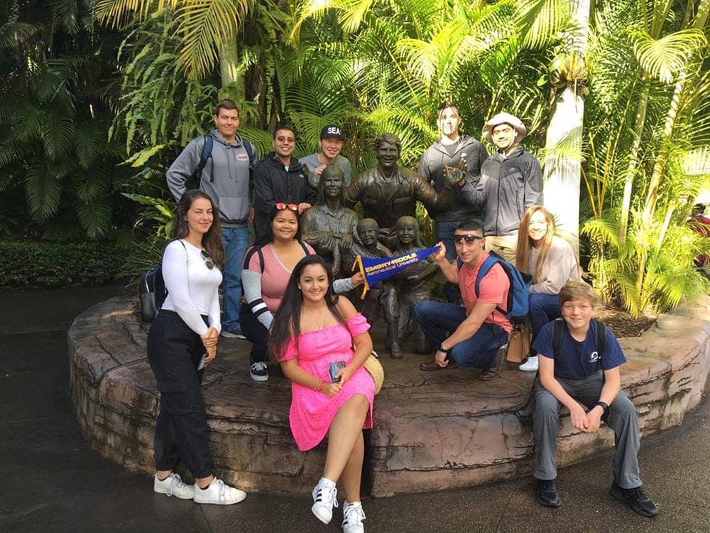 A group of Embry-Riddle students who went on the 2019 trip to Australia