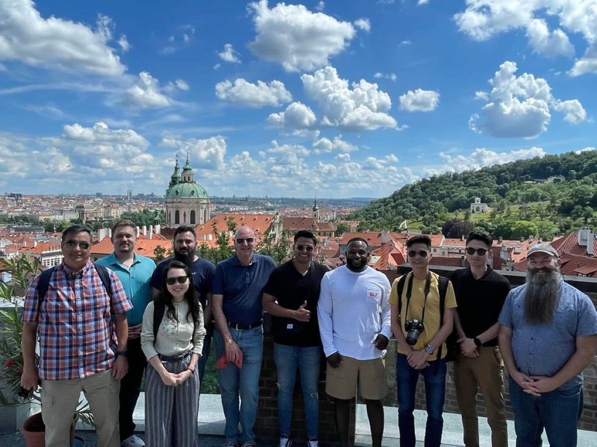 A group of Embry-Riddle Worldwide students who went on the 2022 trip to Prague