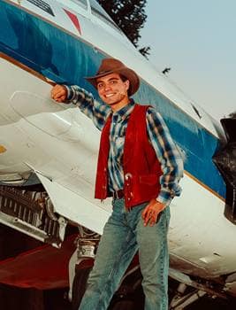 Michael Finigian stands by the Lockheed F-104 Starfighter