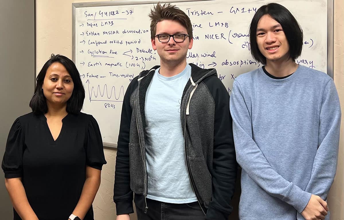 Dr. Pragati Pradhan with students Tristen Sextro and Calvin Sam