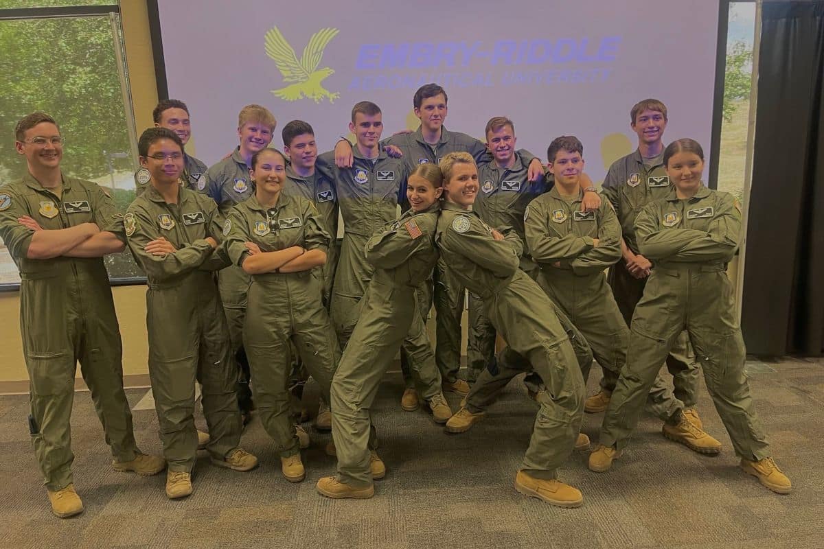 Air Force Junior ROTC cadets pose in celebration at the July 26 graduation event hosted at Embry-Riddle’s Prescott Campus