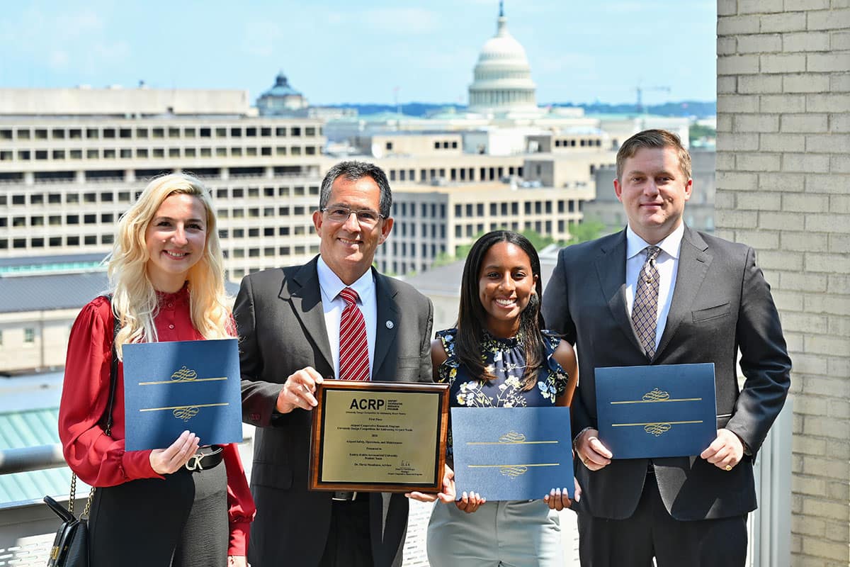 The winning Embry-Riddle team comprised of Anna Golendukhina, Dr. Flavio Mendonca, Savanna Box and Nicholas Buckalew