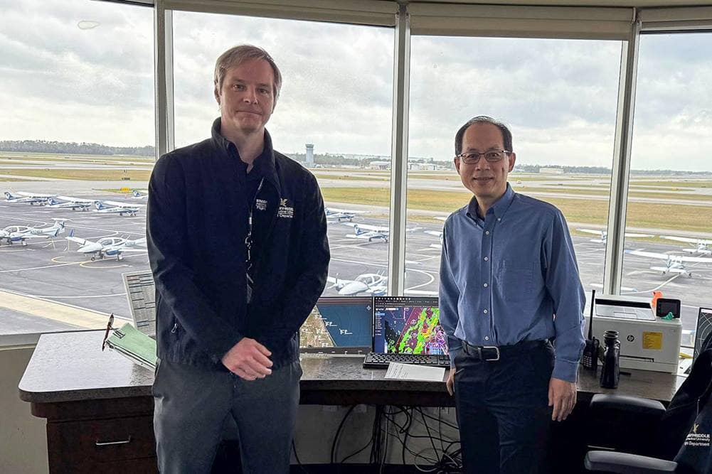 Embry-Riddle researchers Dr. Jianhua Liu and Andrew Schneider