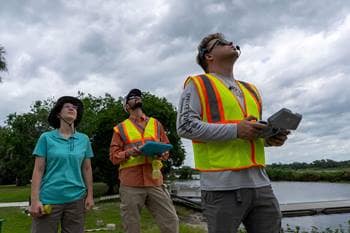 Casey Ramey, with Stetson University’s Institute of Water and Environmental Resilience, and Embry-Riddle students John Damron and Nicholas Buckalew