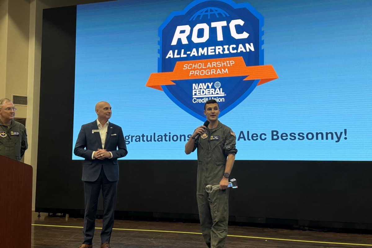 Embry-Riddle Aeronautical University Air Force ROTC Cadet Alec Bessonny is recognized as a national ROTC All-American Student of the Year.