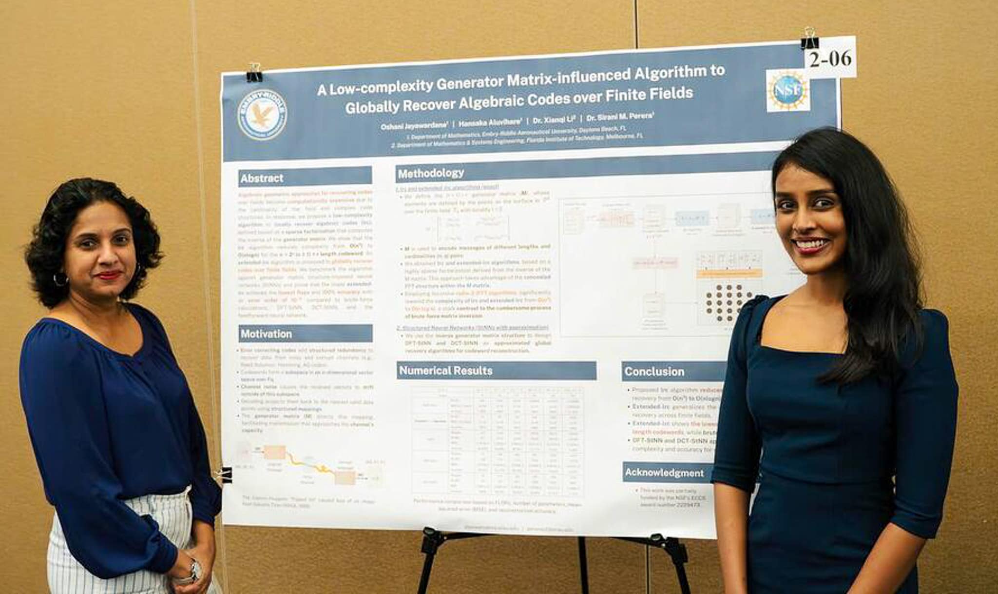 Data Science graduate student Oshani Vimansa Jayawardane (right), who tied for the Best Overall Graduate Poster award, and her faculty mentor, Dr. Sirani Perera, associate professor in the Mathematics Department.