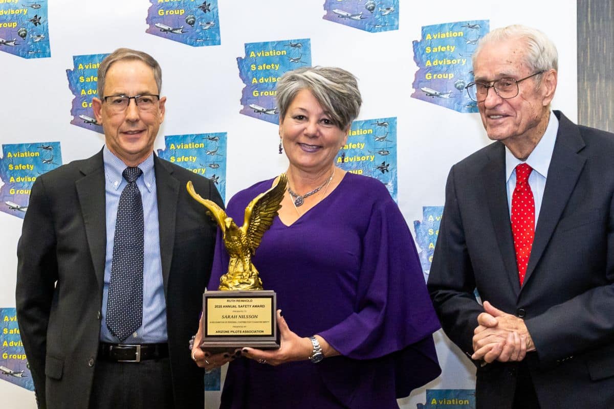 Dr. Sarah Nilsson receives the Ruth Reinhold Award for her significant contributions to aviation safety.