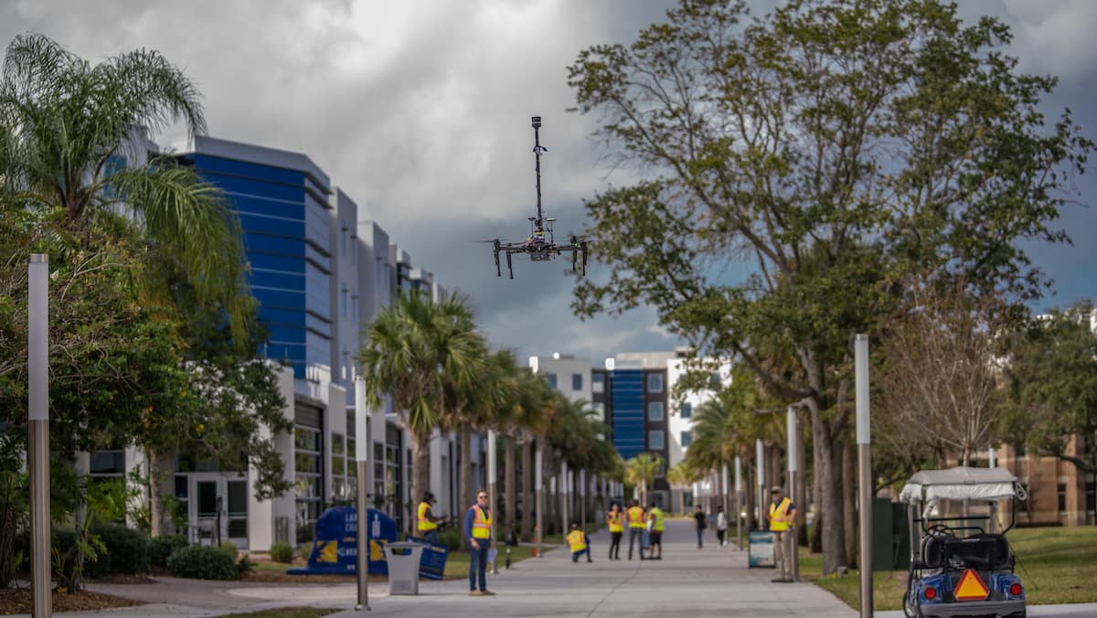 Students and faculty fly drones on campus.