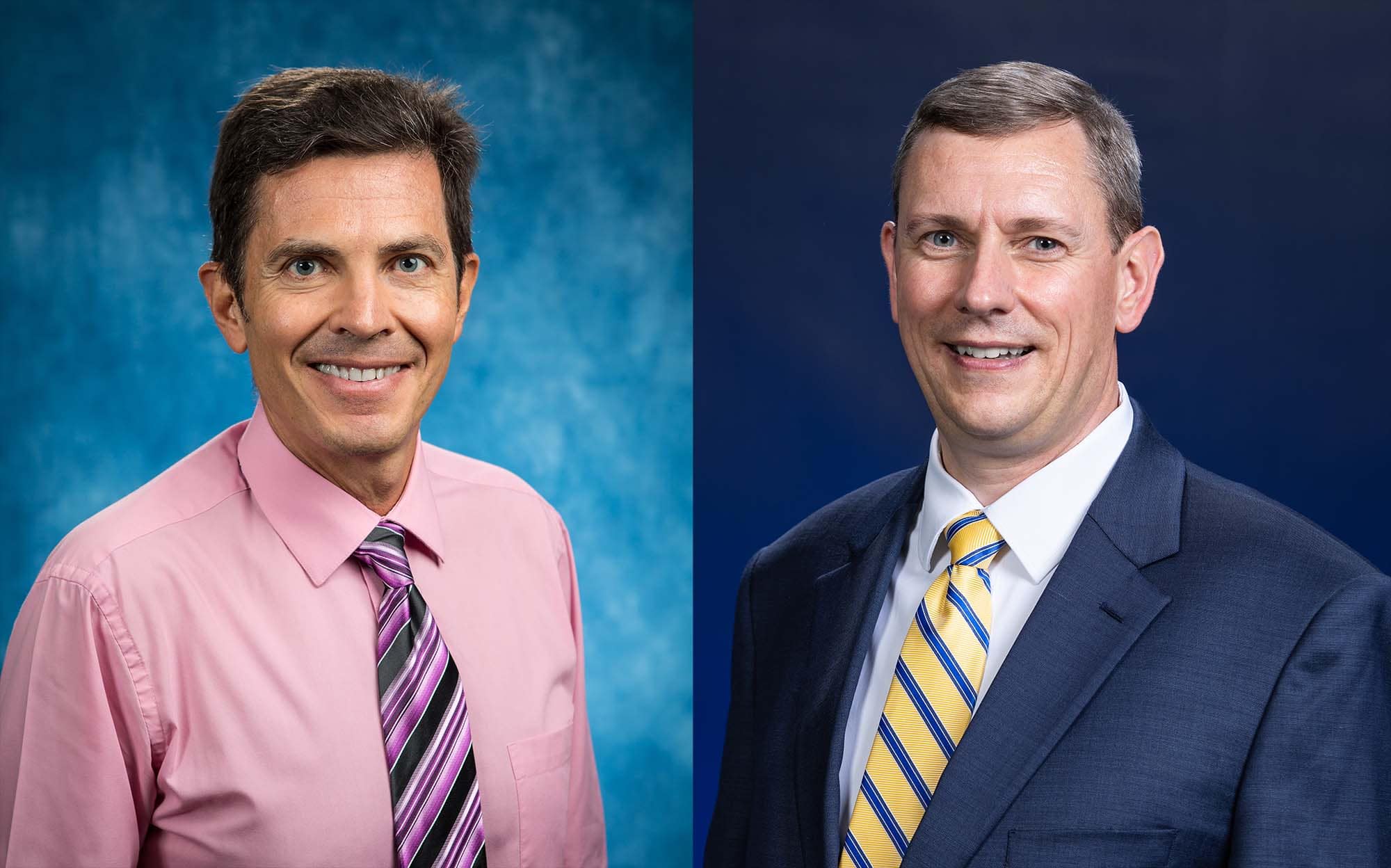 Dr. James Gregory, dean of the College of Engineering at Embry-Riddle’s Daytona Beach, Florida, campus, and Dr. Tasos Lyrintzis, chair and distinguished professor