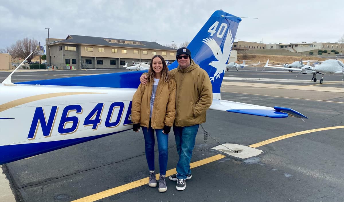 Embry-Riddle Aeronautical Science undergrad Marina Lindbergh used to work in a hospital, but her passion for flight inspired her to change course and pursue her true dream of becoming a pilot — a passion her father, Ivan, right, also shares.