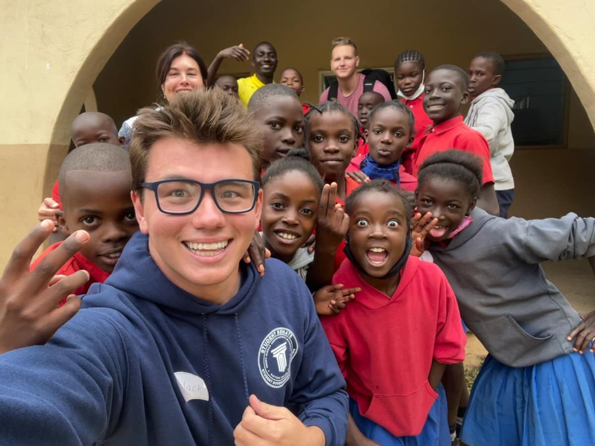 ERAU student with African kids