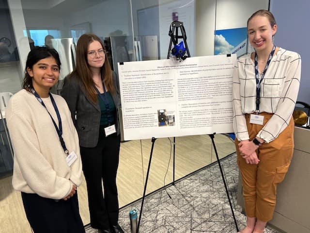 Students Spoorti Nanjamma, Hannah Lyons and Cecilia Zoutewelle shared a poster about the effects of mild hypoxia on spatial disorientation, a usually fatal consequence of unusual gravitational forces in flight.