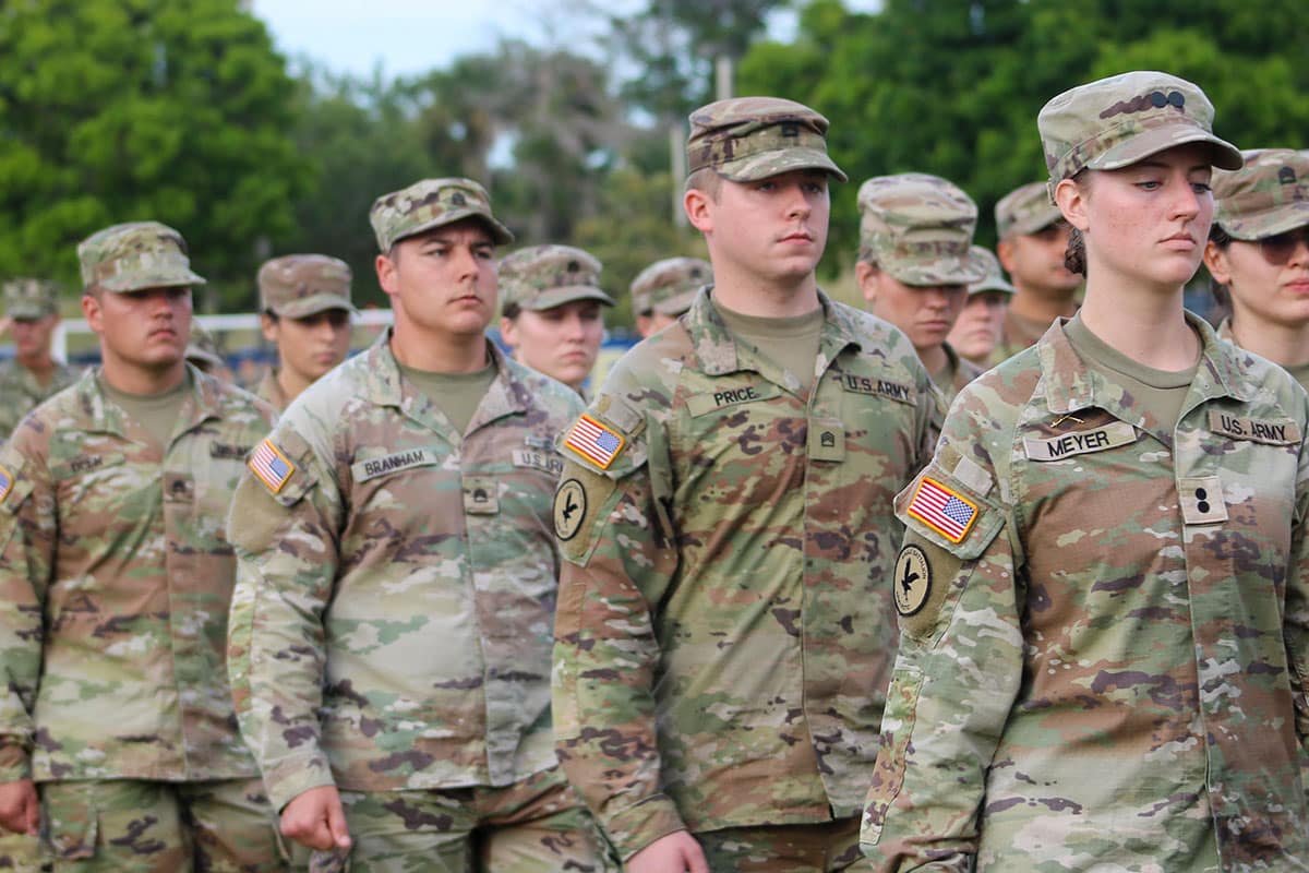 ROTC members in line