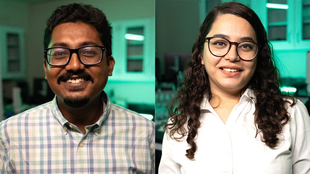 Civil Engineering students Tonmoy Ghosh, left, and Shreya Sapkota