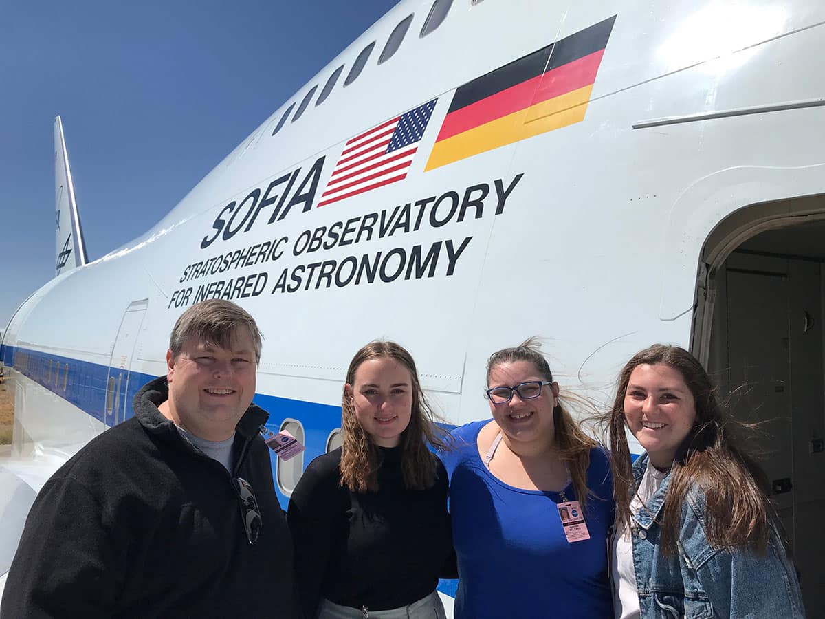 Dr. Noel Richardson and students Alexis Lane, Marina Beltran and Teagan Laws