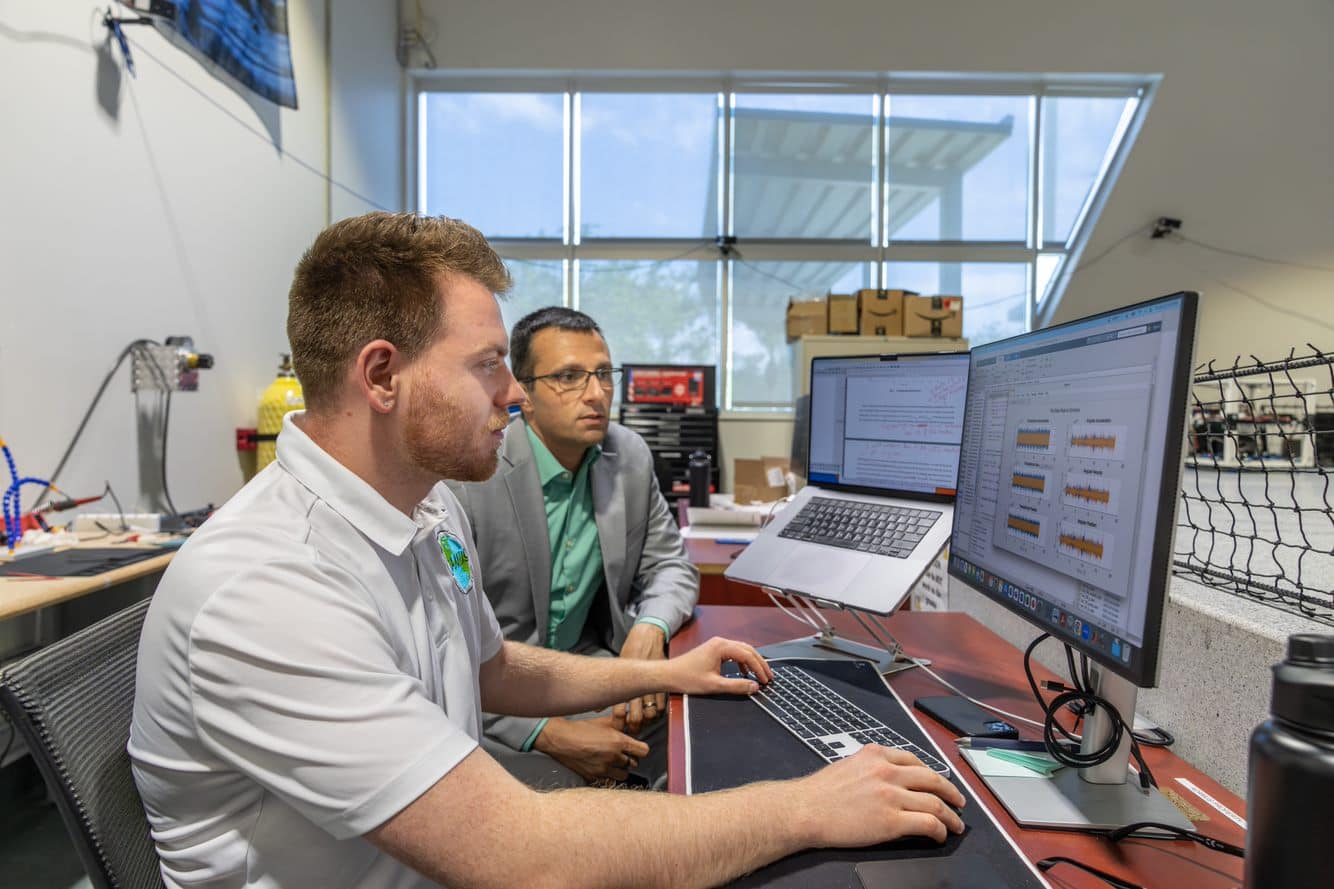 Dr. Riccardo Bevilacqua worked with doctoral student Ryan Kinzie, who won a NASA Space Technology Graduate Research Opportunities fellowship in May.