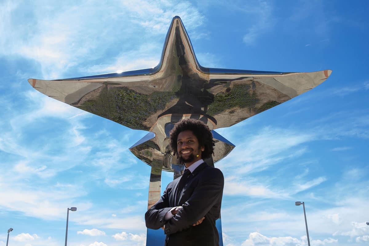 Embry-Riddle Aerospace Engineering student Teshome Shenkut Teshome on Daytona Beach campus