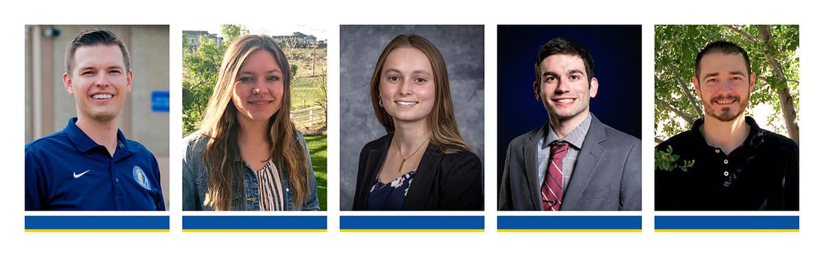 Department of Defense Cybersecurity Scholarship winners Garett Atkins, Elizabeth Chwialkowski, Amalie Hansen, William Noujaim and Tyler Schreffler