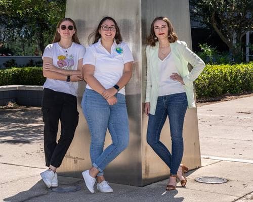 Embry-Riddle College of Engineering graduate students Hannah Hodge, Katharine Larsen and Taylor Yow