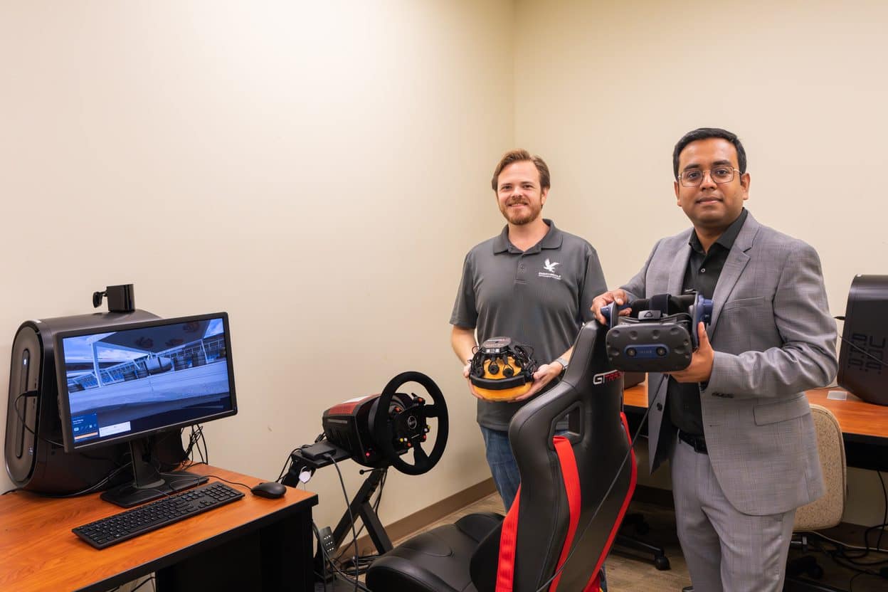 Dr. Subhradeep Roy and Daniel Lane engaged in research discussion at the Complex Dynamical Systems Laboratory.