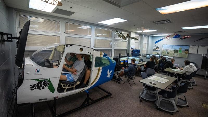 Flight simulators in a classroom