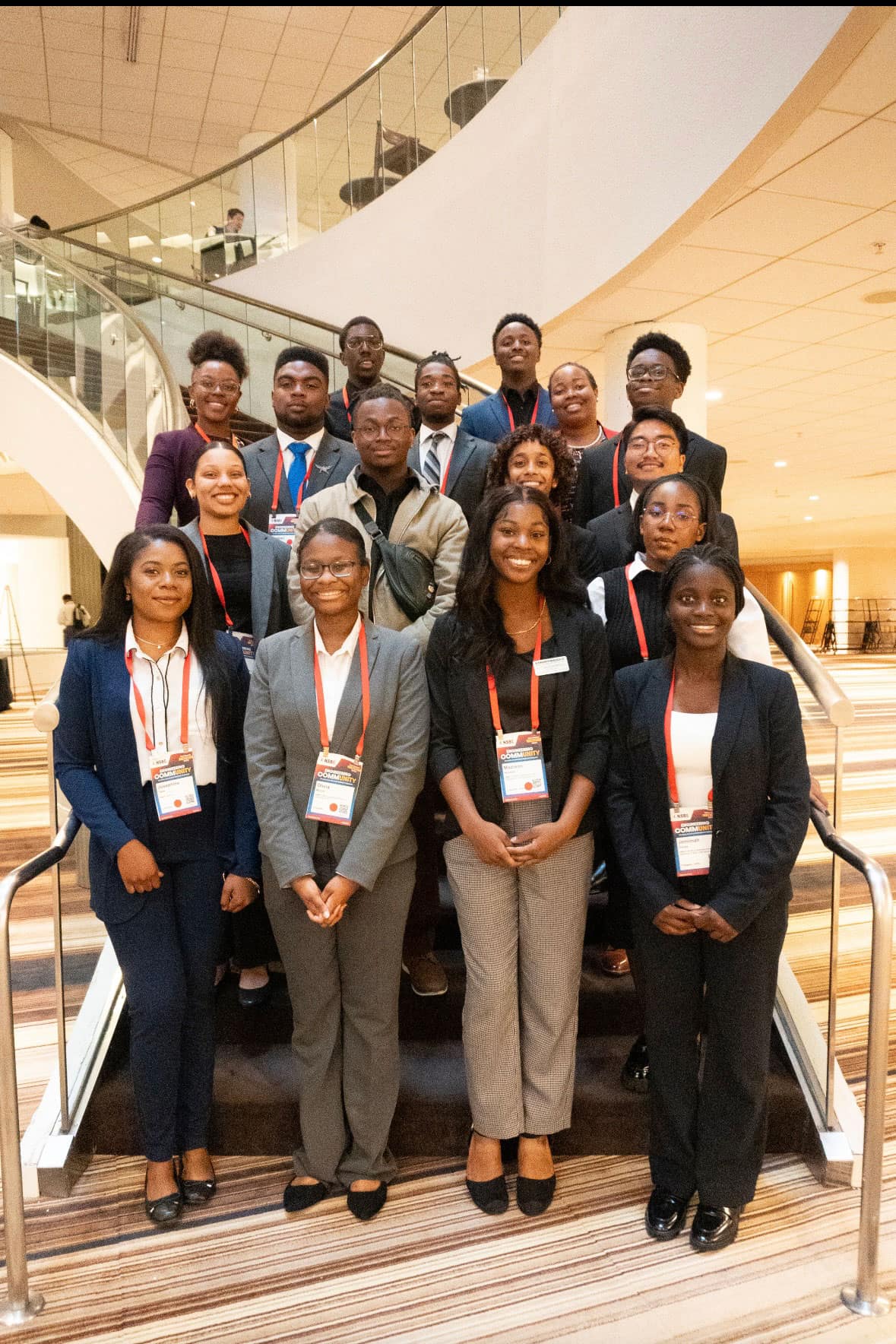 Embry-Riddle student Savannah Burke (pictured second row, far left) is membership chair of the Daytona Beach Campus’ National Society of Black Engineers (NSBE) chapter.