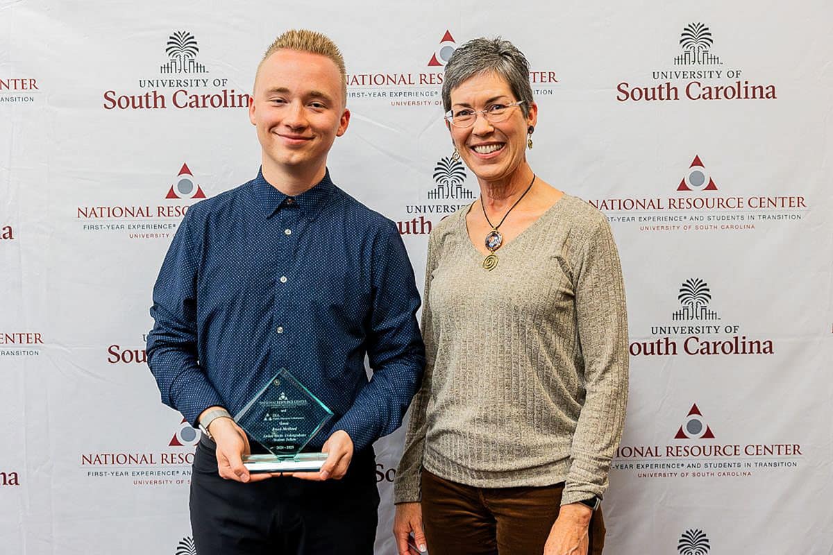Aeronautical Science student Brock McHood and Dr. Lisa Schlegel, director of First-Year Experience at Embry-Riddle