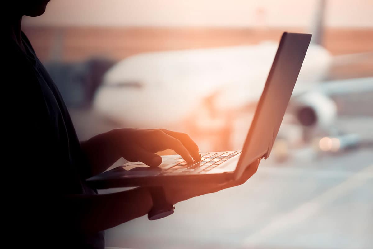 A person using a laptop