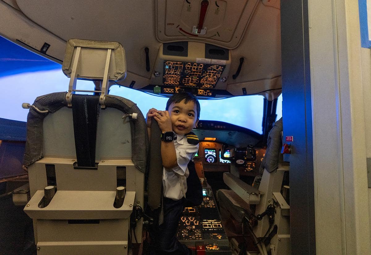 Kryzian checks out the CRJ-200 full-motion simulator.
