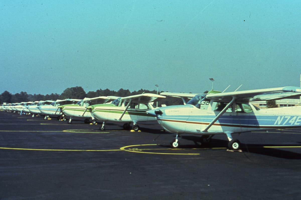 Cessna 172s on the flight line in the 1980s