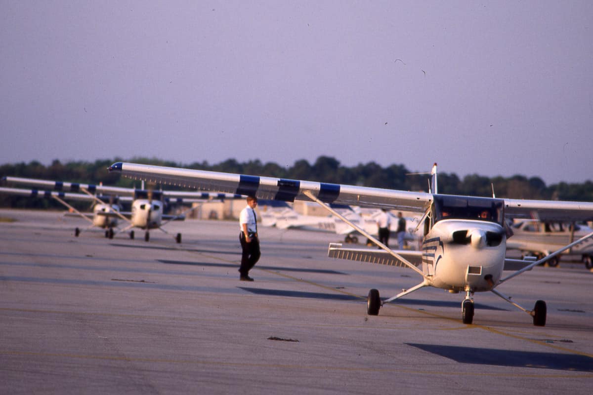 Three Cessna 172s on the flight line in 1999