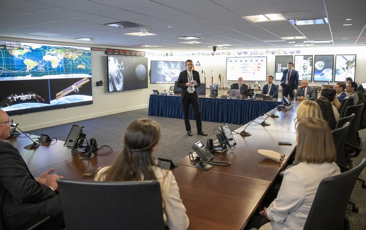NASA Administrator Jared Isaacman at headquarters with Embry-Riddle 20 Twenties honorees
