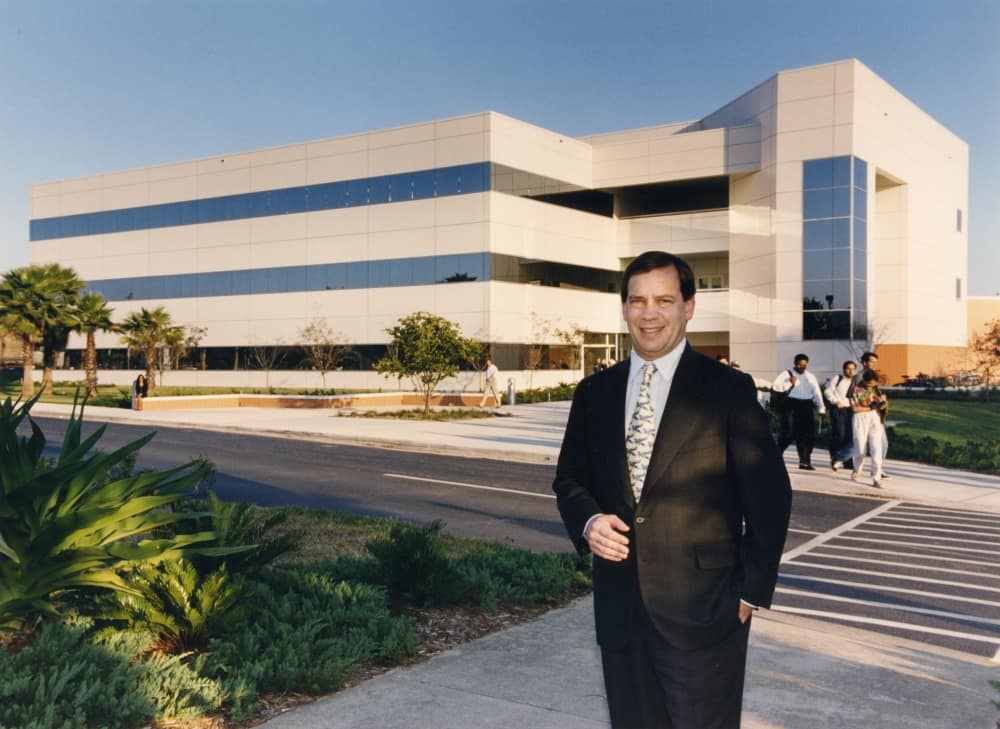 Sliwa in front of Embry-Riddle's Lehman building