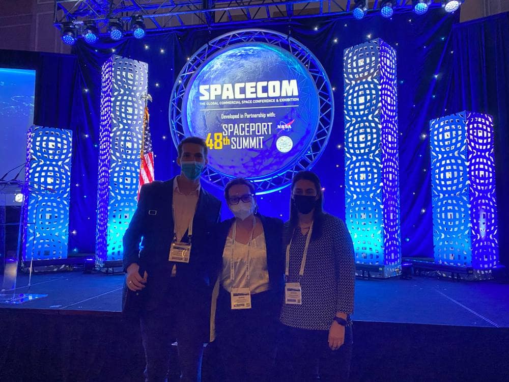 Ryan Kirby, Sophia Gustely and Adriana Ordoñez at SpaceCom