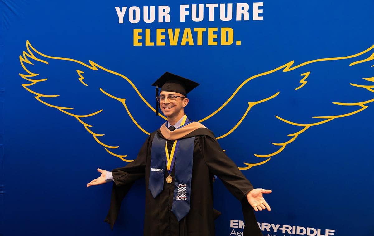 Student at commencement reception