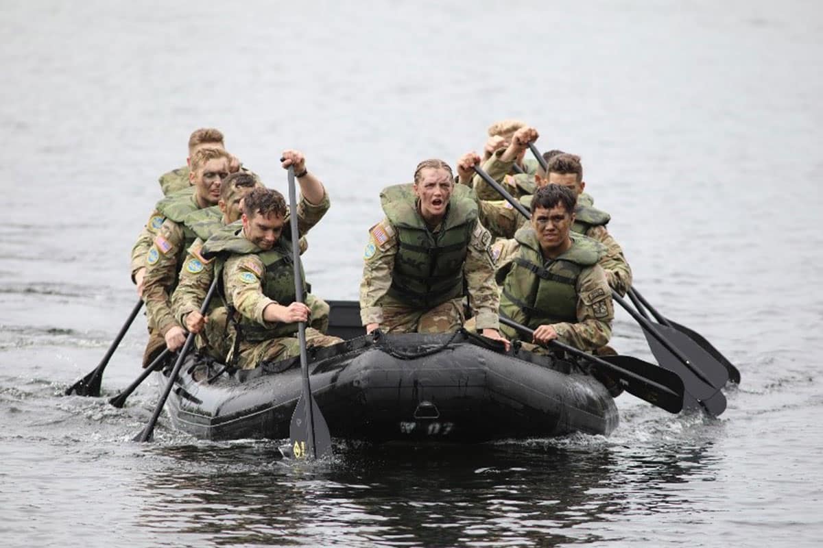 Cadet Ellie Knudson led the boat during the Zodiac competition